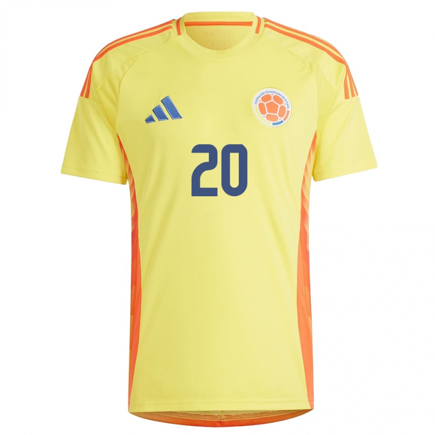 Niño Fútbol Camiseta Colombia Brayan Caicedo #20 Amarillo 1ª Equipación 24-26