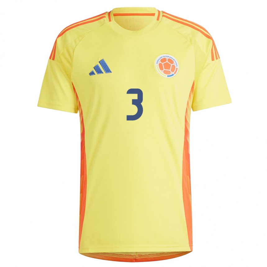 Niño Fútbol Camiseta Colombia Jhon Lucumí #3 Amarillo 1ª Equipación 24-26