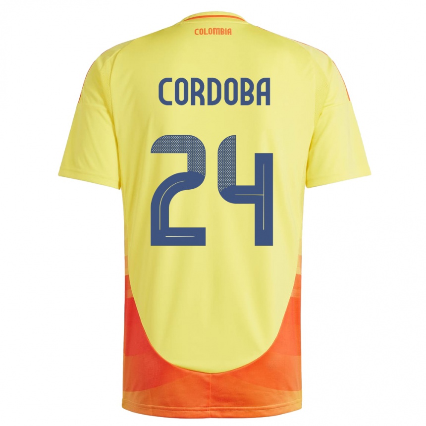 Niño Fútbol Camiseta Colombia Jhon Córdoba #24 Amarillo 1ª Equipación 24-26
