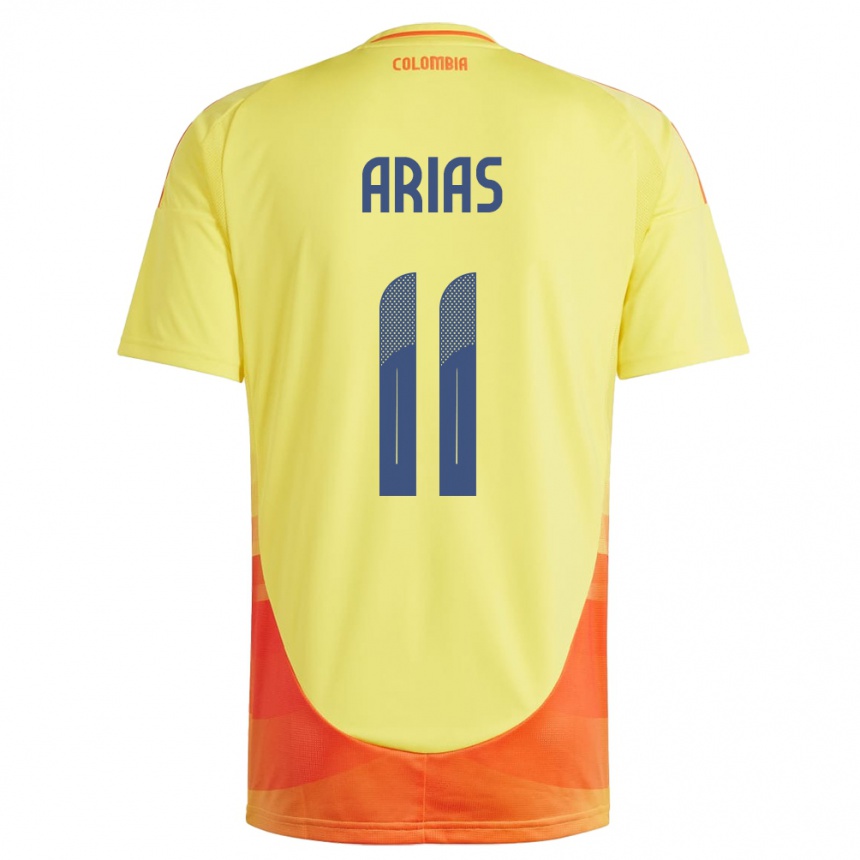 Niño Fútbol Camiseta Colombia Jhon Arias #11 Amarillo 1ª Equipación 24-26