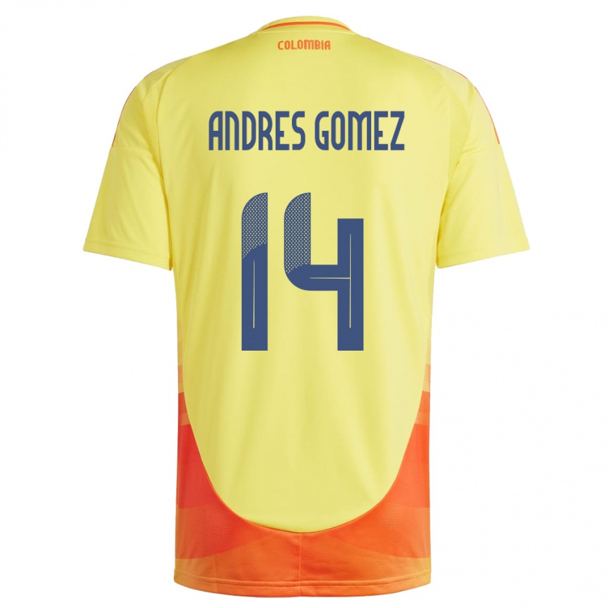 Niño Fútbol Camiseta Colombia Carlos Andrés Gómez #14 Amarillo 1ª Equipación 24-26