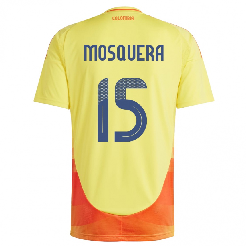 Niño Fútbol Camiseta Colombia Yerson Mosquera #15 Amarillo 1ª Equipación 24-26