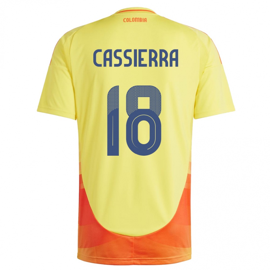 Niño Fútbol Camiseta Colombia Mateo Cassierra #18 Amarillo 1ª Equipación 24-26