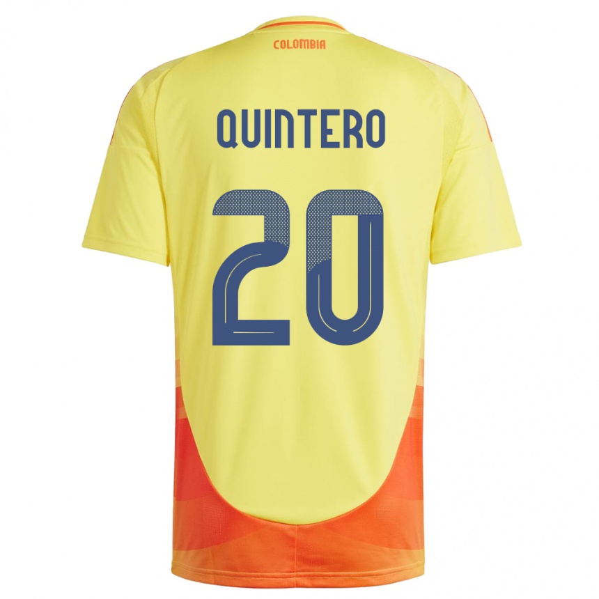 Niño Fútbol Camiseta Colombia Juan Fernando Quintero #20 Amarillo 1ª Equipación 24-26