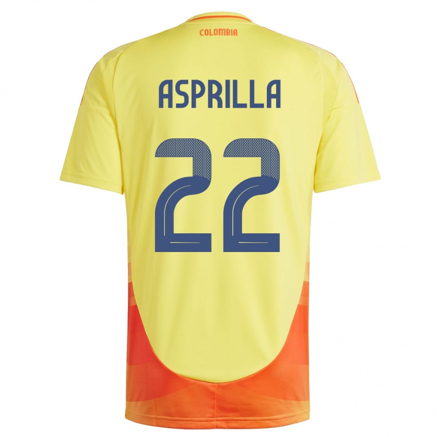 Niño Fútbol Camiseta Colombia Yáser Asprilla #22 Amarillo 1ª Equipación 24-26