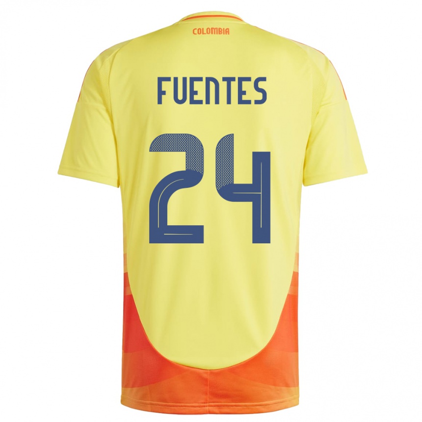 Niño Fútbol Camiseta Colombia Gabriel Fuentes #24 Amarillo 1ª Equipación 24-26