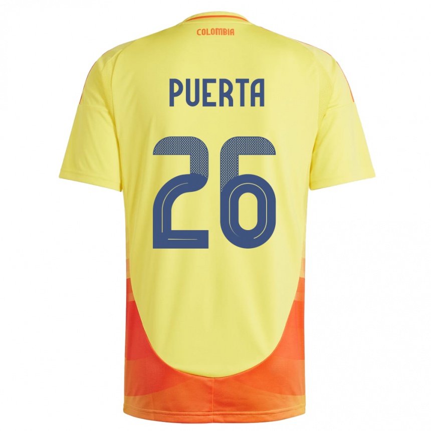 Niño Fútbol Camiseta Colombia Gustavo Puerta #26 Amarillo 1ª Equipación 24-26