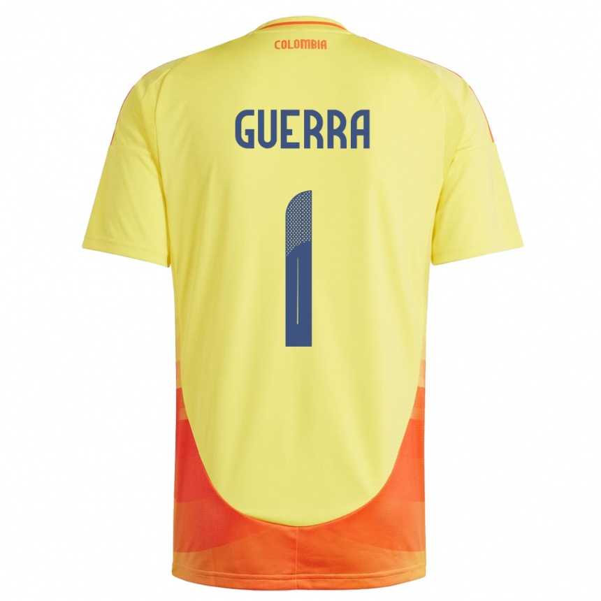 Niño Fútbol Camiseta Colombia Sebastián Guerra #1 Amarillo 1ª Equipación 24-26