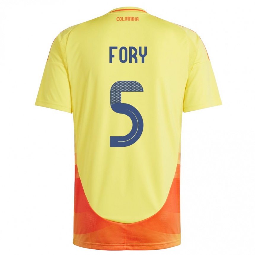 Niño Fútbol Camiseta Colombia Jimer Fory #5 Amarillo 1ª Equipación 24-26