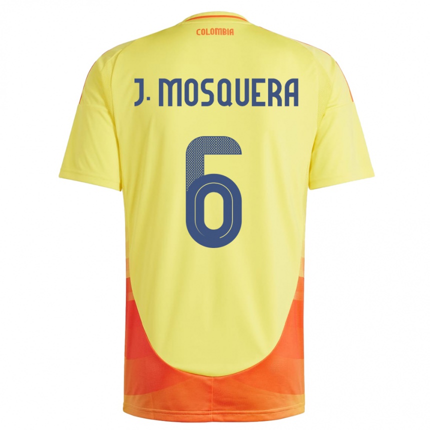 Niño Fútbol Camiseta Colombia Juan Mosquera #6 Amarillo 1ª Equipación 24-26