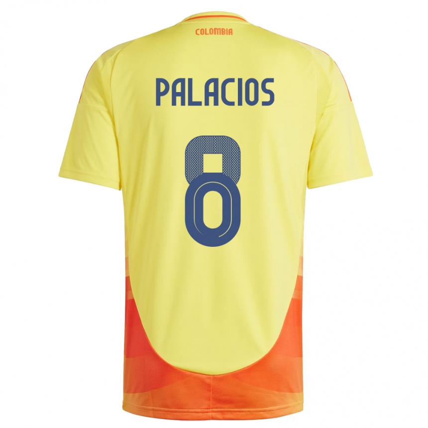 Niño Fútbol Camiseta Colombia Brahian Palacios #8 Amarillo 1ª Equipación 24-26