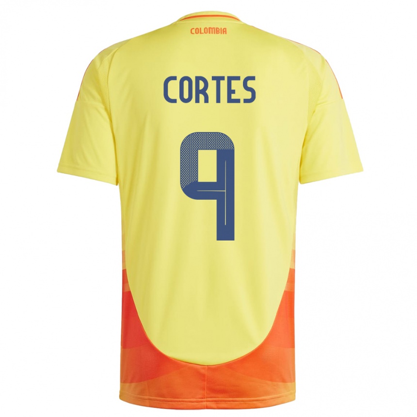 Niño Fútbol Camiseta Colombia Carlos Cortés #9 Amarillo 1ª Equipación 24-26