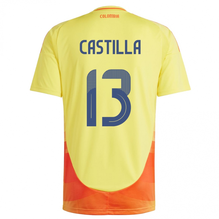 Niño Fútbol Camiseta Colombia Juan Castilla #13 Amarillo 1ª Equipación 24-26