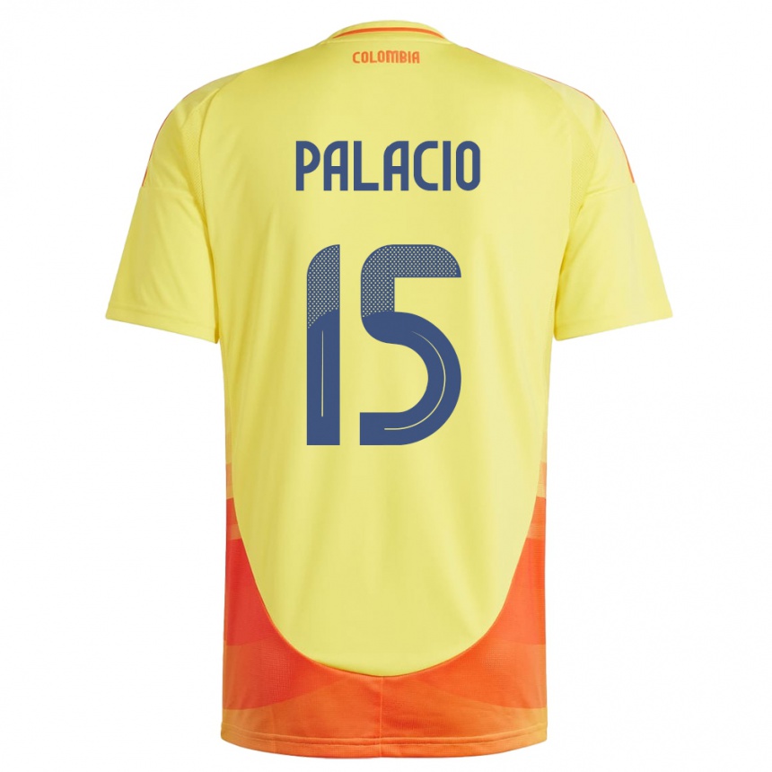 Niño Fútbol Camiseta Colombia Nelson Palacio #15 Amarillo 1ª Equipación 24-26