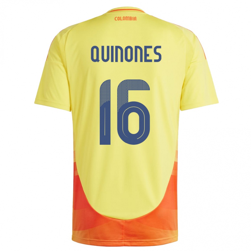 Niño Fútbol Camiseta Colombia Nelson Quiñónes #16 Amarillo 1ª Equipación 24-26