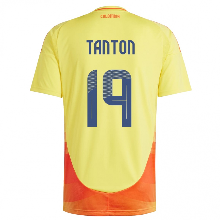 Niño Fútbol Camiseta Colombia Devan Tanton #19 Amarillo 1ª Equipación 24-26