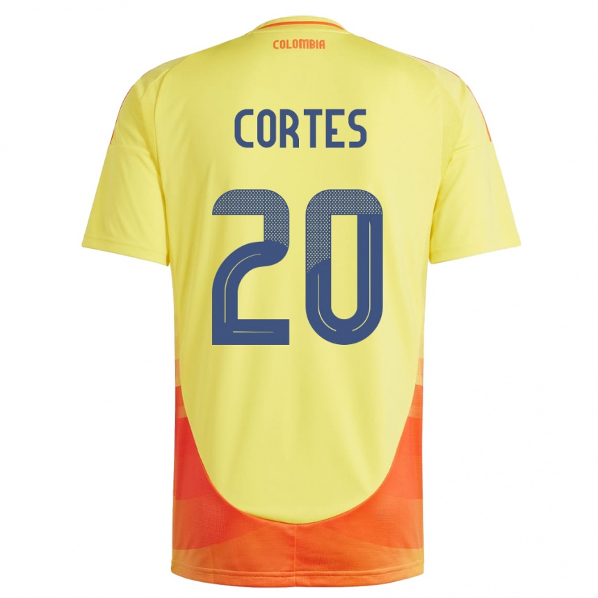 Niño Fútbol Camiseta Colombia Óscar Cortés #20 Amarillo 1ª Equipación 24-26