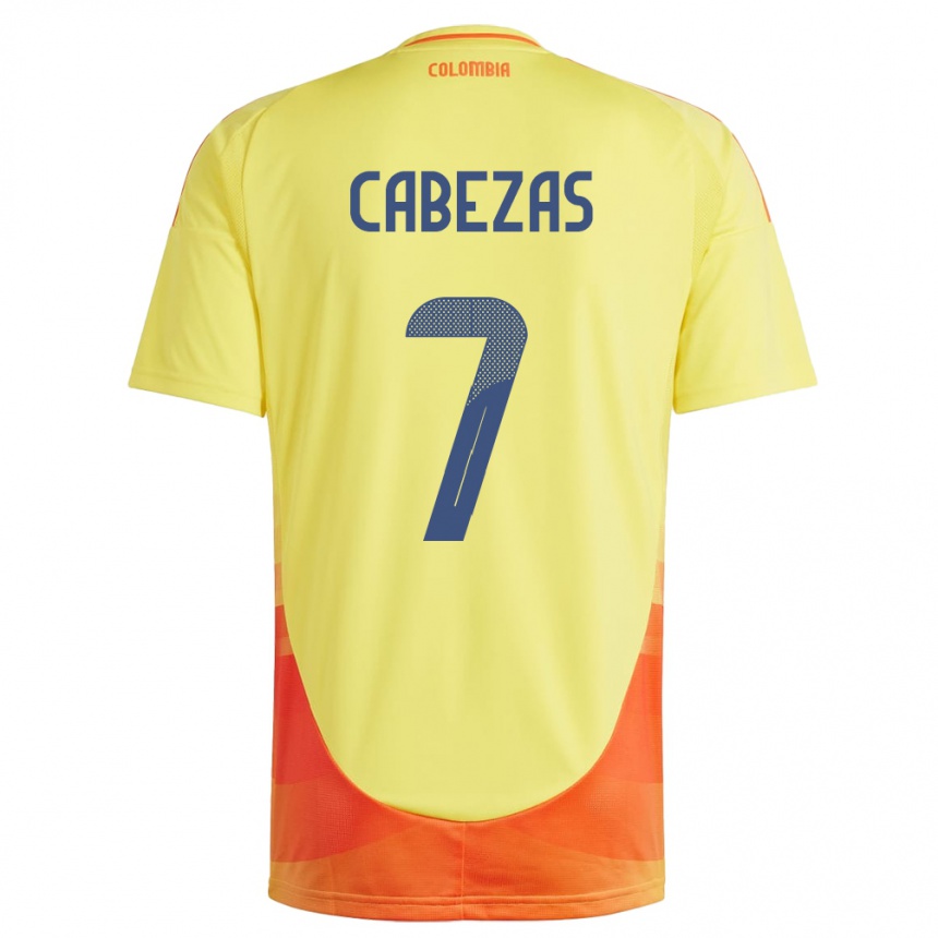 Niño Fútbol Camiseta Colombia Jorge Cabezas #7 Amarillo 1ª Equipación 24-26