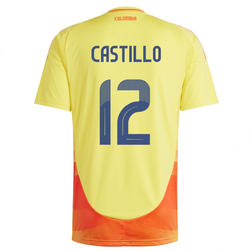 Niño Fútbol Camiseta Colombia Juan Castillo #12 Amarillo 1ª Equipación 24-26