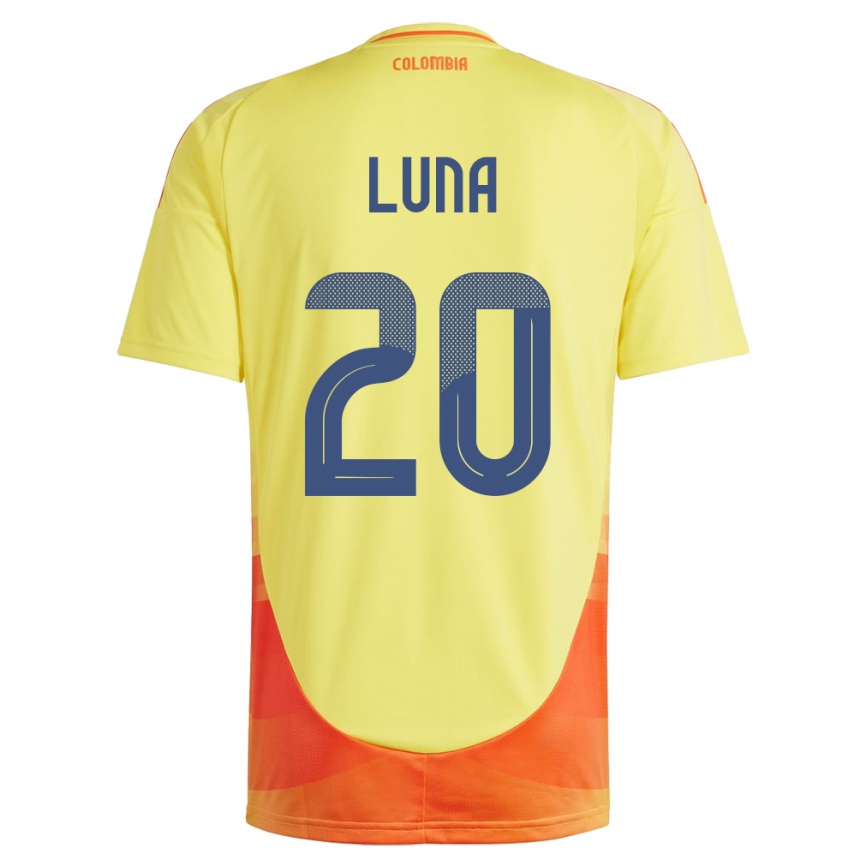 Niño Fútbol Camiseta Colombia Daniel Luna #20 Amarillo 1ª Equipación 24-26