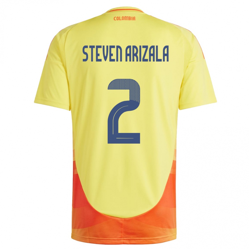 Niño Fútbol Camiseta Colombia Elver Steven Arizala #2 Amarillo 1ª Equipación 24-26