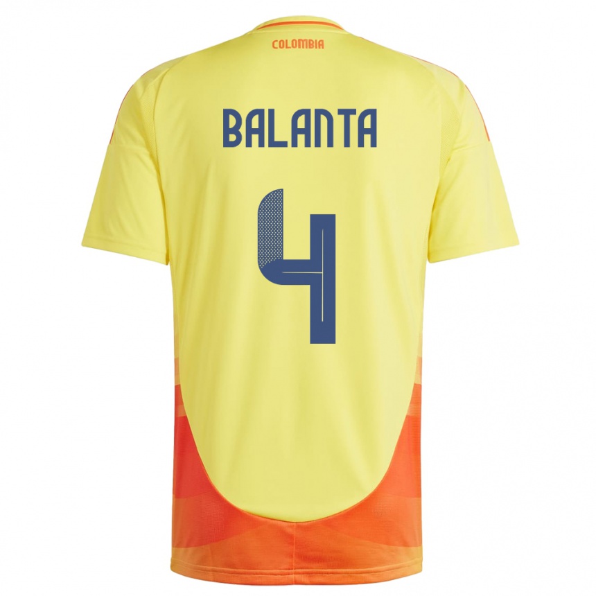 Niño Fútbol Camiseta Colombia Marlon Balanta #4 Amarillo 1ª Equipación 24-26