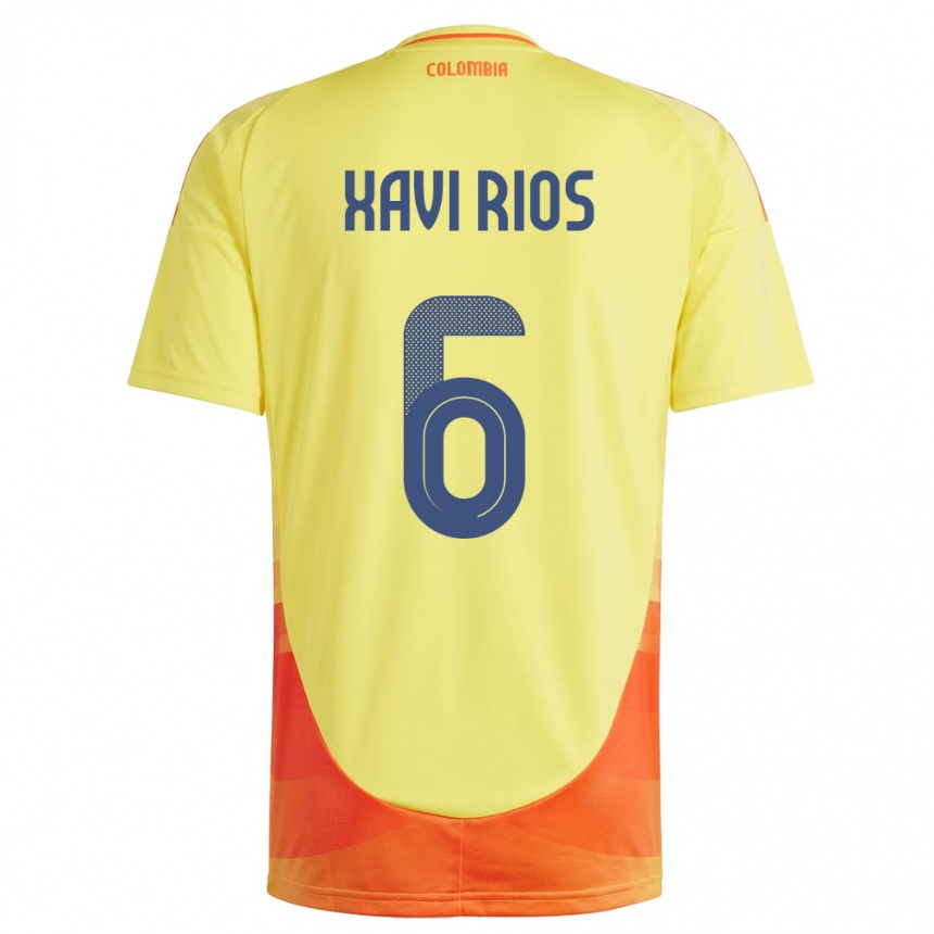 Niño Fútbol Camiseta Colombia Xavi Ríos #6 Amarillo 1ª Equipación 24-26