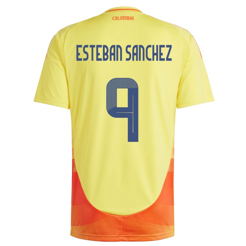 Niño Fútbol Camiseta Colombia Juan Esteban Sánchez #9 Amarillo 1ª Equipación 24-26