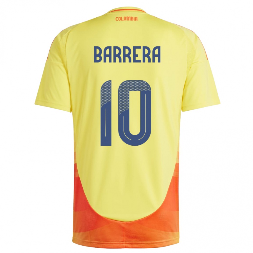 Niño Fútbol Camiseta Colombia Jordan Barrera #10 Amarillo 1ª Equipación 24-26