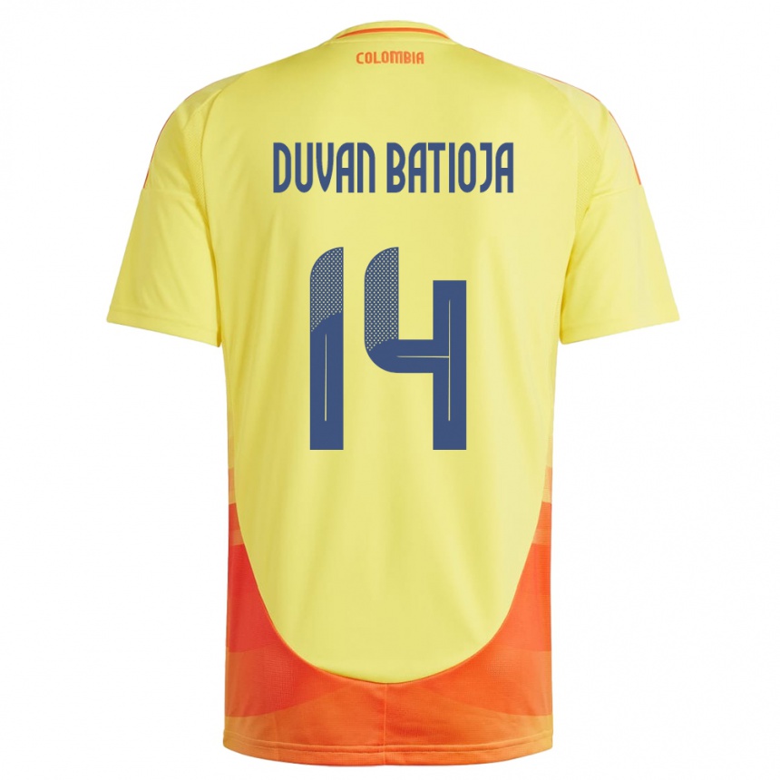 Niño Fútbol Camiseta Colombia Andy Duván Batioja #14 Amarillo 1ª Equipación 24-26