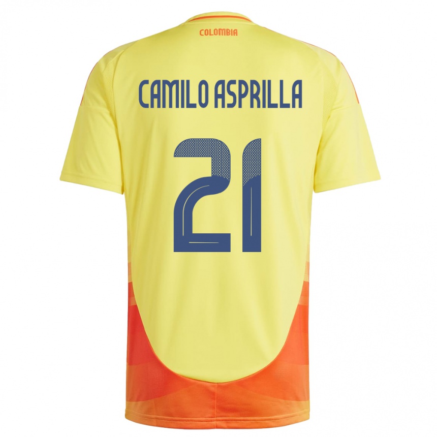 Niño Fútbol Camiseta Colombia Juan Camilo Asprilla #21 Amarillo 1ª Equipación 24-26