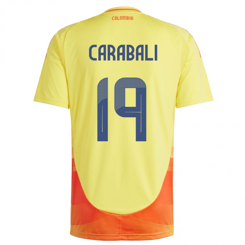 Niño Fútbol Camiseta Colombia Jorelyn Carabalí #19 Amarillo 1ª Equipación 24-26