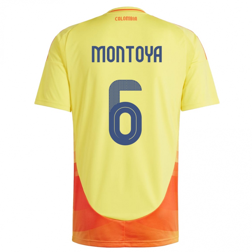 Niño Fútbol Camiseta Colombia Daniela Montoya #6 Amarillo 1ª Equipación 24-26