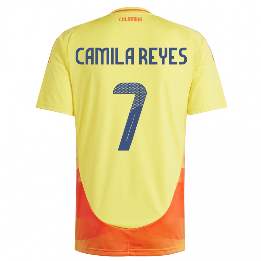 Niño Fútbol Camiseta Colombia María Camila Reyes #7 Amarillo 1ª Equipación 24-26