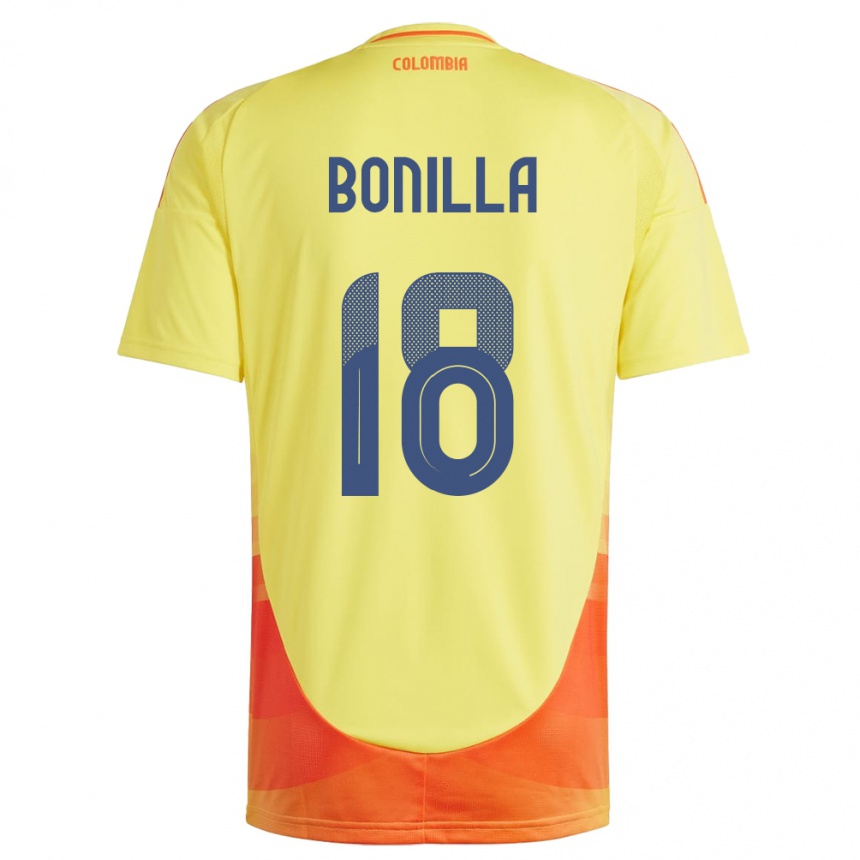 Niño Fútbol Camiseta Colombia Wendy Bonilla #18 Amarillo 1ª Equipación 24-26