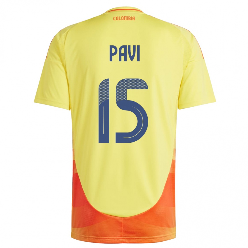 Niño Fútbol Camiseta Colombia Manuela Paví #15 Amarillo 1ª Equipación 24-26