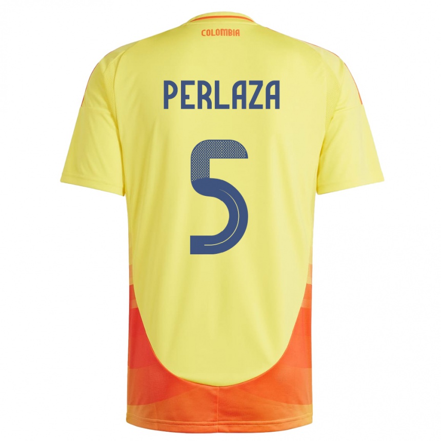 Niño Fútbol Camiseta Colombia Stefania Perlaza #5 Amarillo 1ª Equipación 24-26