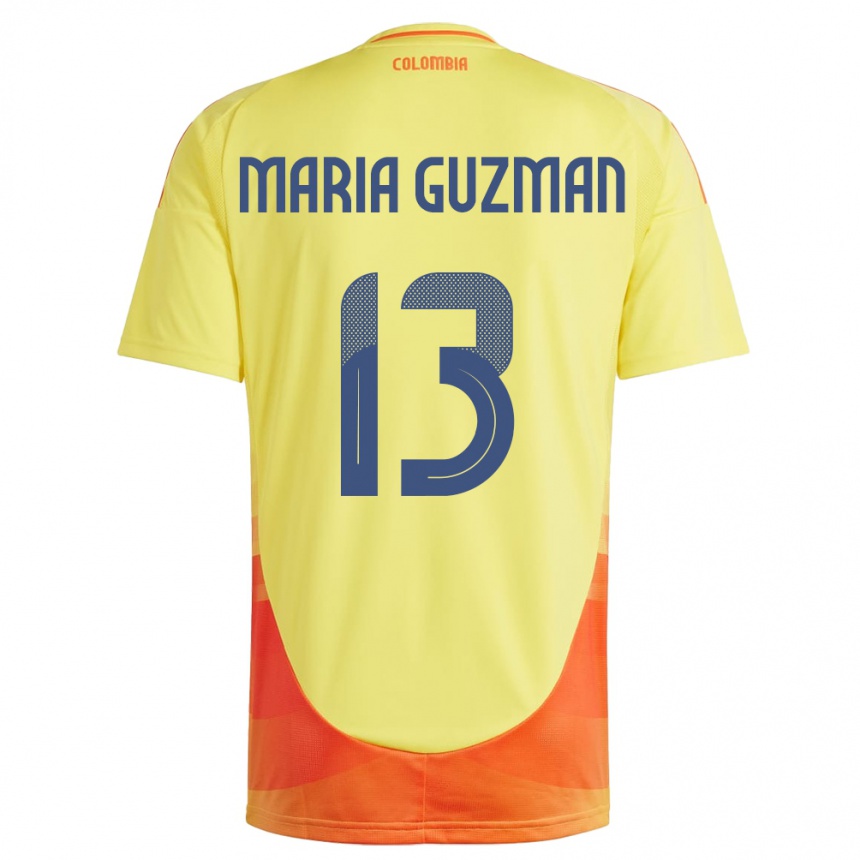 Niño Fútbol Camiseta Colombia Ana María Guzmán #13 Amarillo 1ª Equipación 24-26