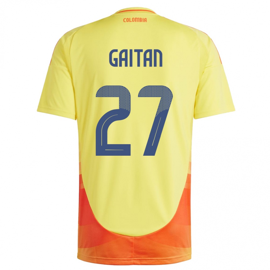 Niño Fútbol Camiseta Colombia Natalia Gaitán #27 Amarillo 1ª Equipación 24-26