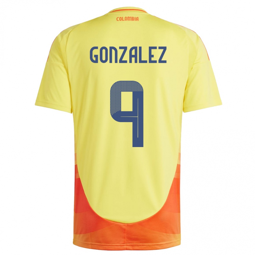 Niño Fútbol Camiseta Colombia Manuela González #9 Amarillo 1ª Equipación 24-26