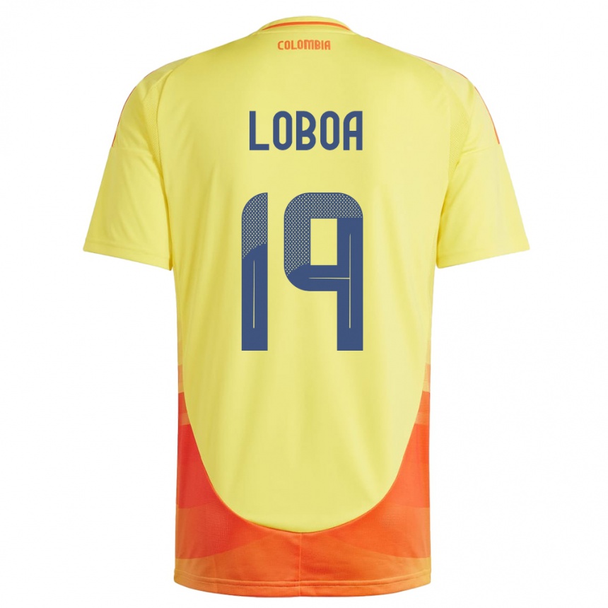 Niño Fútbol Camiseta Colombia Valerin Loboa #19 Amarillo 1ª Equipación 24-26