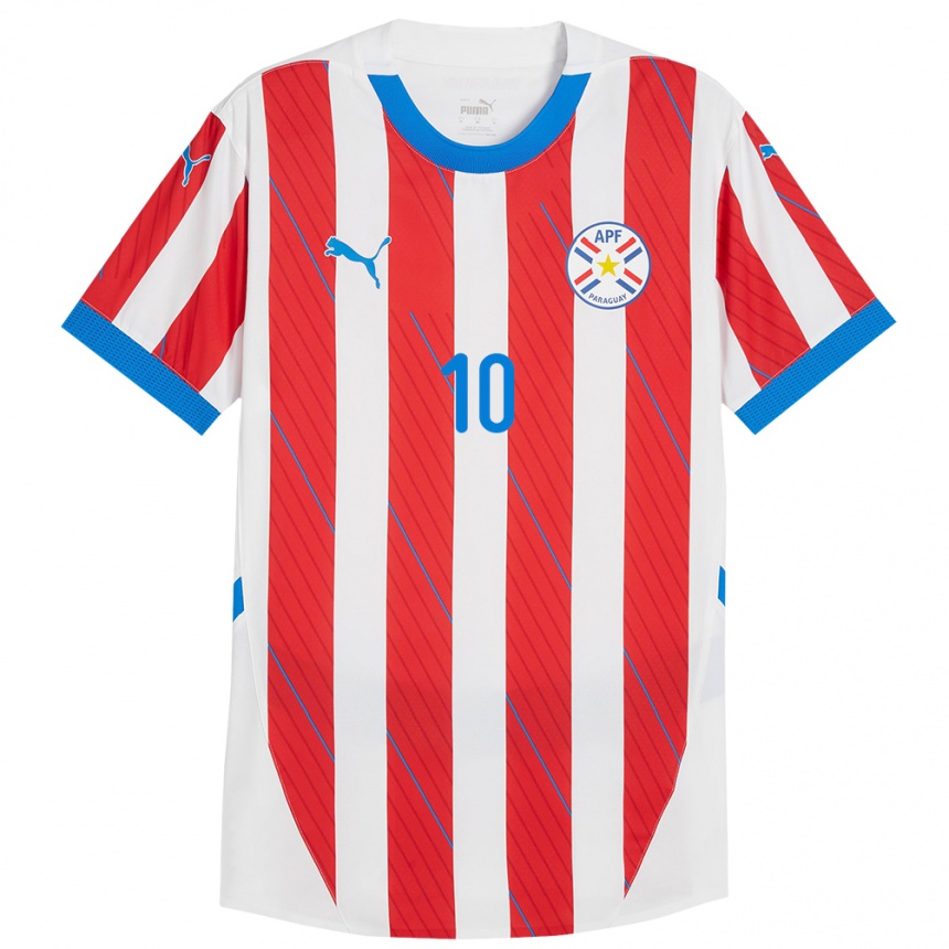 Niño Fútbol Camiseta Paraguay Wílder Viera #10 Blanco Rojo 1ª Equipación 24-26