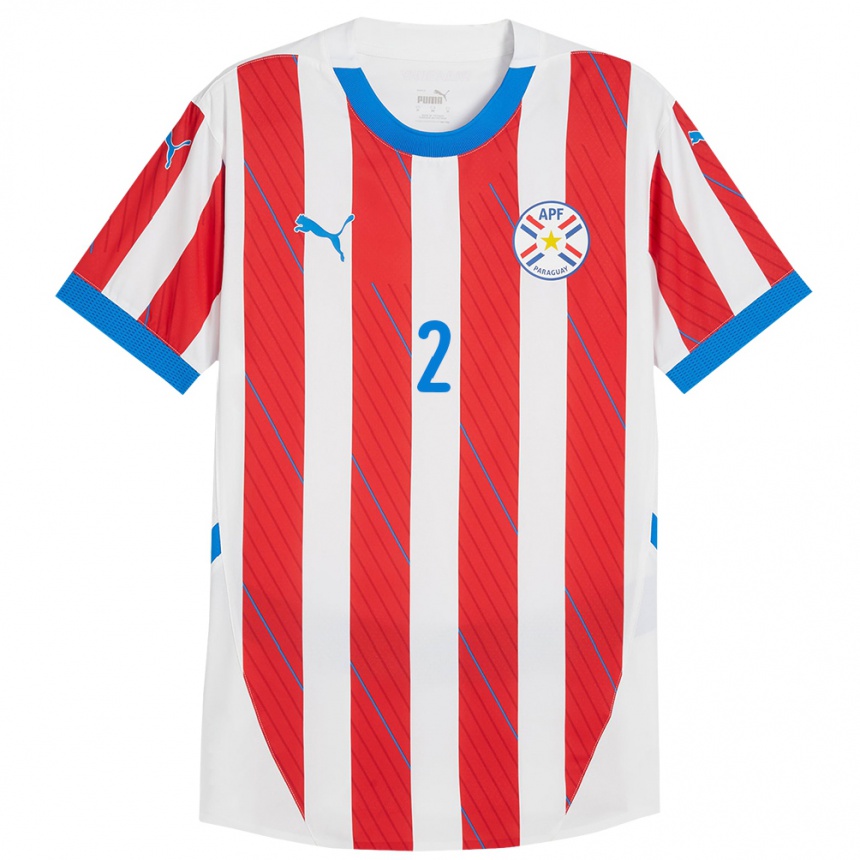 Niño Fútbol Camiseta Paraguay Robert Rojas #2 Blanco Rojo 1ª Equipación 24-26