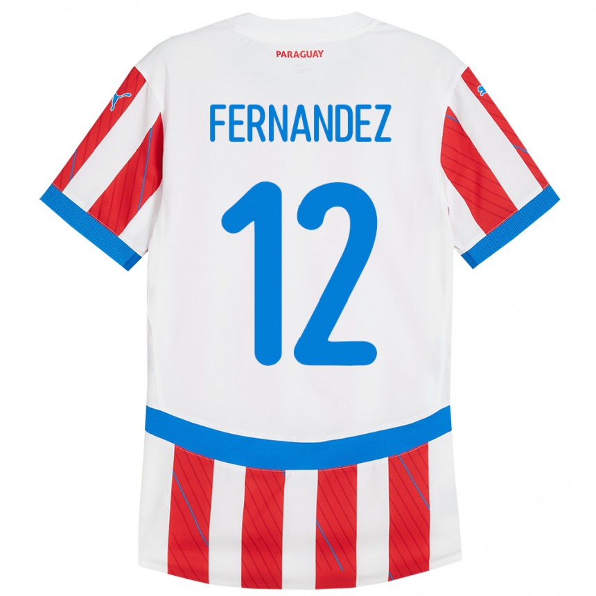 Niño Fútbol Camiseta Paraguay Gatito Fernández #12 Blanco Rojo 1ª Equipación 24-26