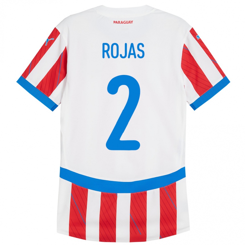 Niño Fútbol Camiseta Paraguay Robert Rojas #2 Blanco Rojo 1ª Equipación 24-26