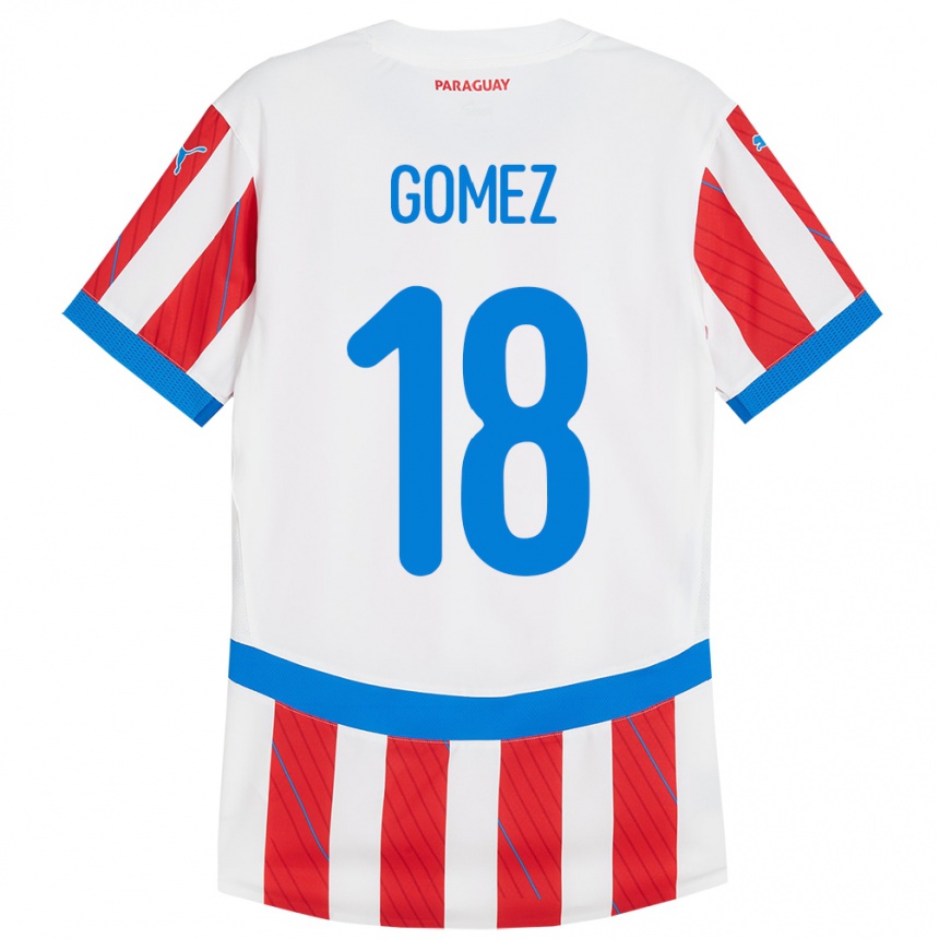 Niño Fútbol Camiseta Paraguay Diego Gómez #18 Blanco Rojo 1ª Equipación 24-26