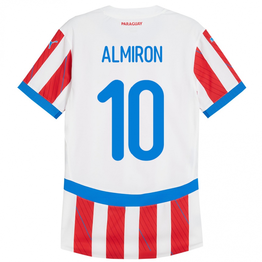 Niño Fútbol Camiseta Paraguay Miguel Almirón #10 Blanco Rojo 1ª Equipación 24-26