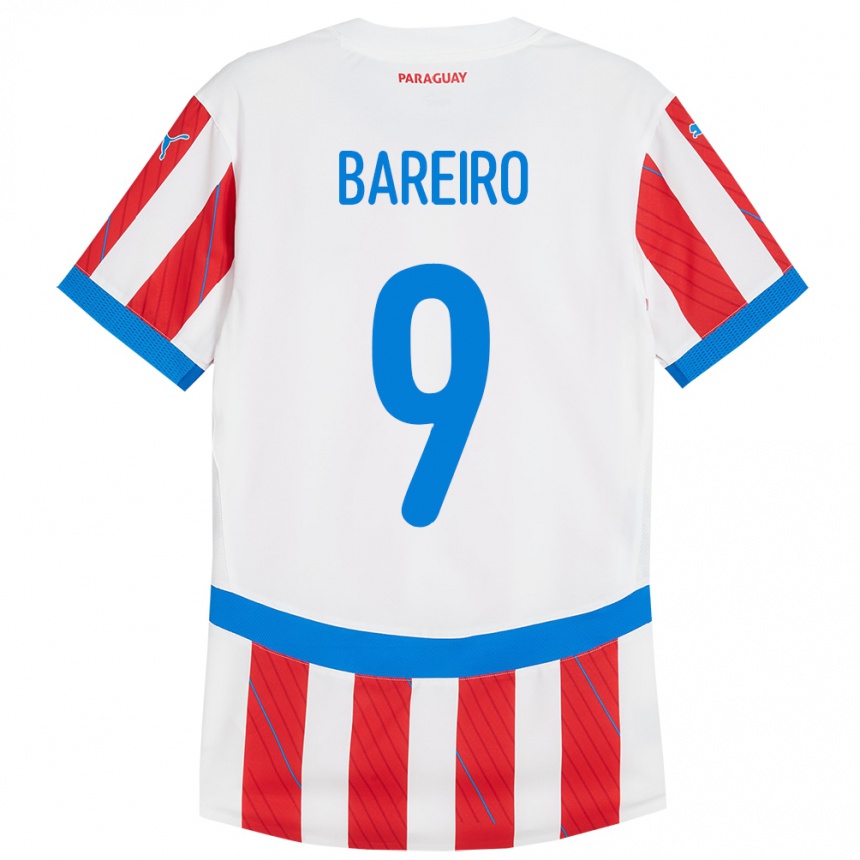 Niño Fútbol Camiseta Paraguay Adam Bareiro #9 Blanco Rojo 1ª Equipación 24-26