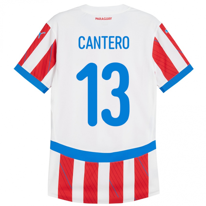 Niño Fútbol Camiseta Paraguay Alexis Cantero #13 Blanco Rojo 1ª Equipación 24-26