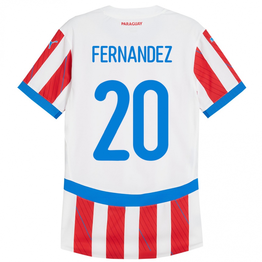 Niño Fútbol Camiseta Paraguay Marcelo Fernández #20 Blanco Rojo 1ª Equipación 24-26